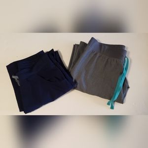 Lot Of 2 Figs Technical Collection Scrub Pants Womens Small Elastic Waist